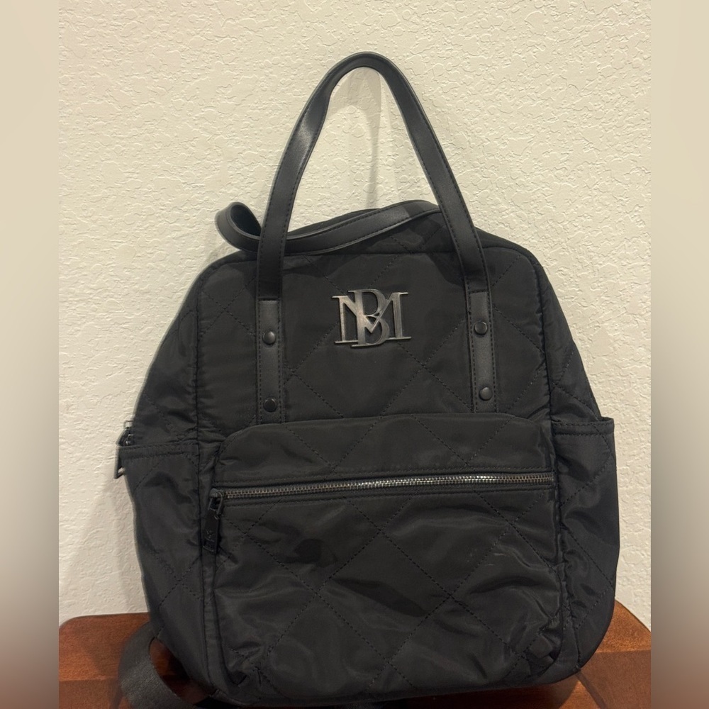 Badgley Mischka Black Quilted Nylon Bag‎